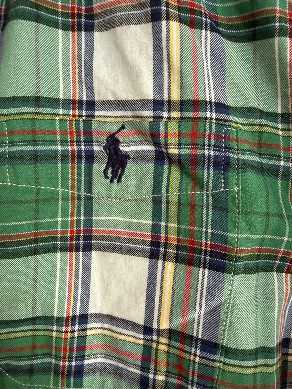 Ralph Lauren Green, White & Navy Plaid Button-Down Shirt - Kids